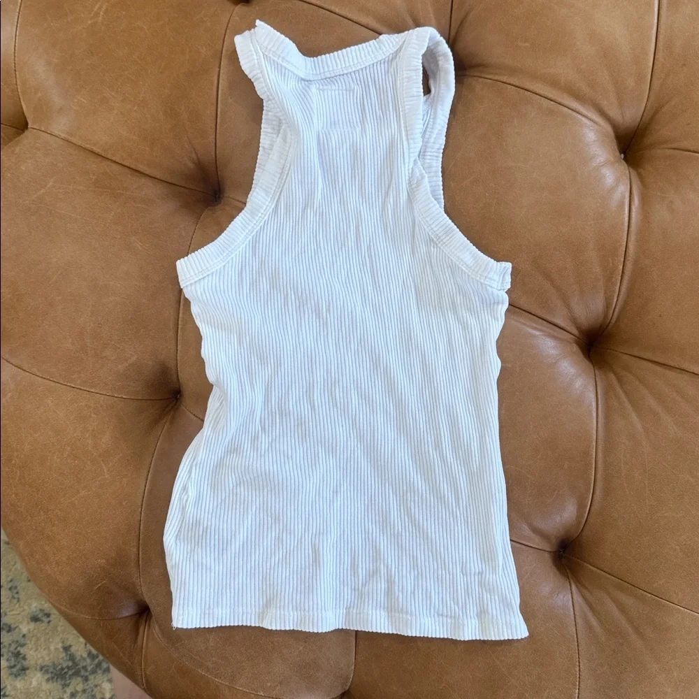 Wesley White Ribbed Racerback Tank Top - Picture 3 of 3